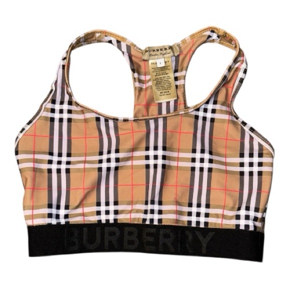 Burberry Beige and Black Check Sports Bra Size L - Picture 1 of 2
